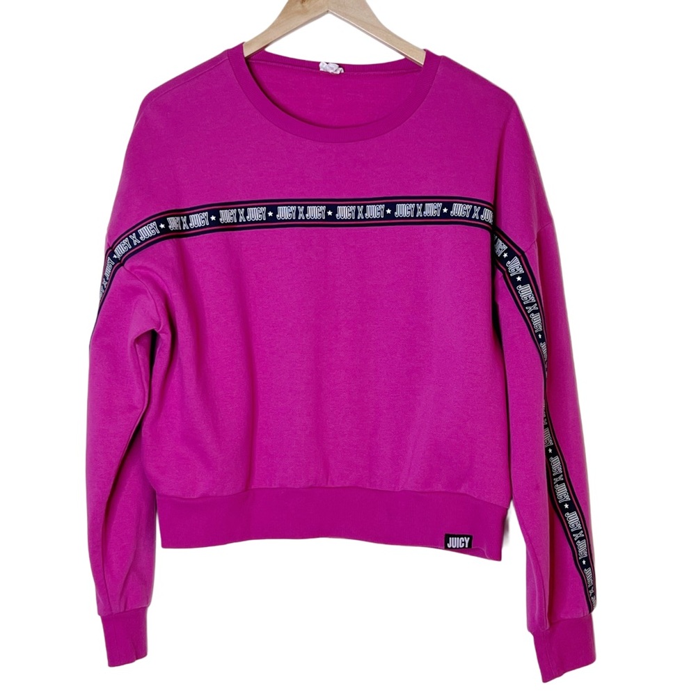 Barbie Pink Juicy Couture Cotton Blend Sweatshirt with Sleeve Bands - Size Large